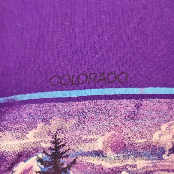 Vtg Hanes Beefy-T XLarge Purple Single Stitch Made In USA Durango Colorado 90s - Picture 4 of 10